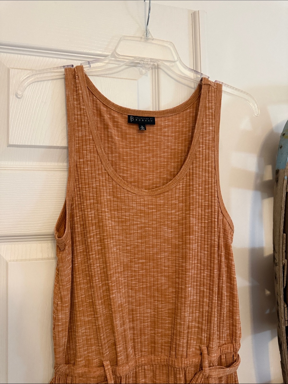 NWOT Bobeau Devin Melange Rusty Orange Ribbed Jumpsuit - Picture 2 of 8